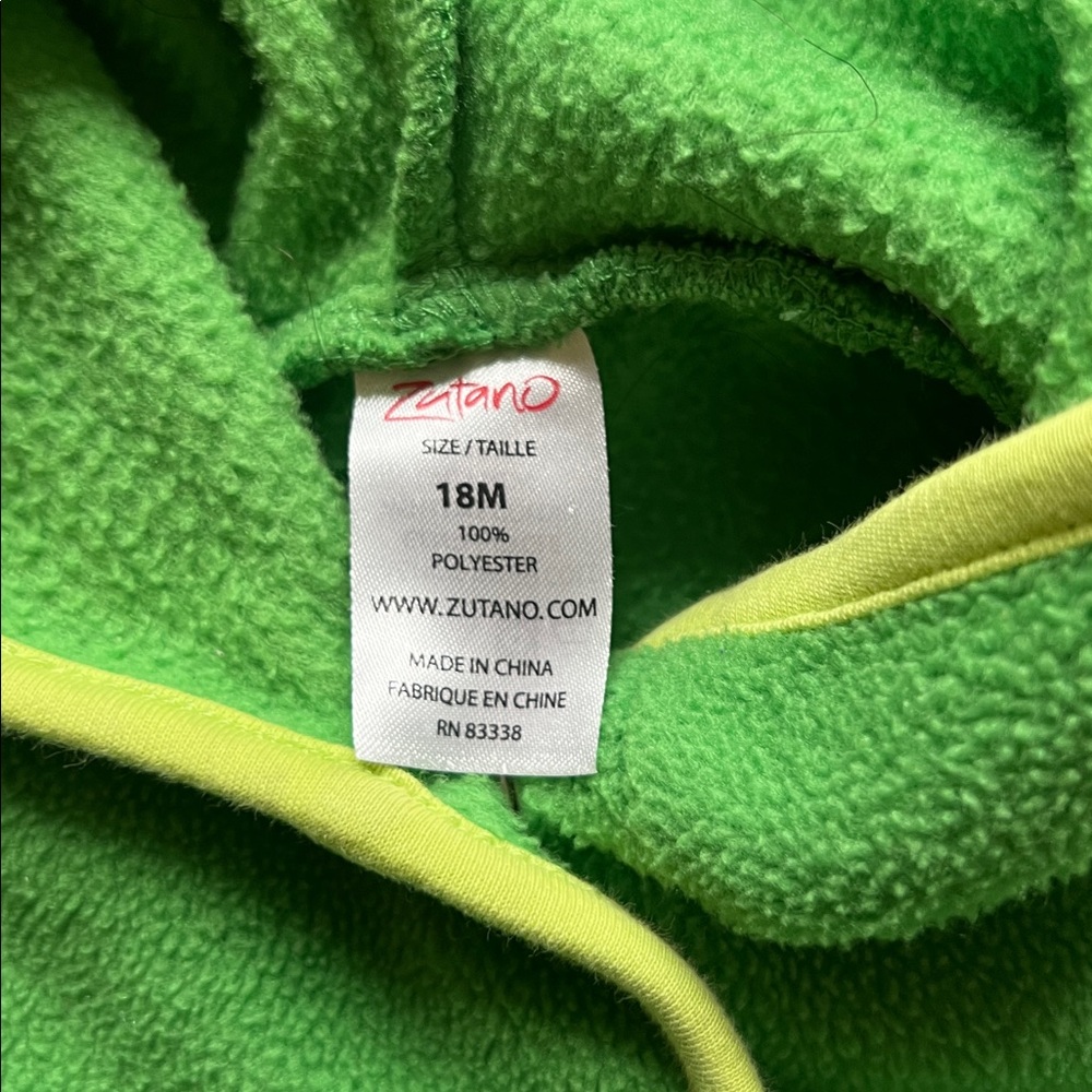Zutano elf bunting in bright green. 18 months. - Picture 2 of 4